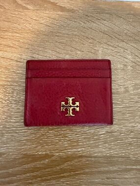 Tory Burch Kira Pebbled Card Case Red